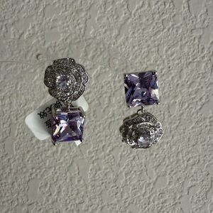 Women’s purple and silver flower AB style Earrings